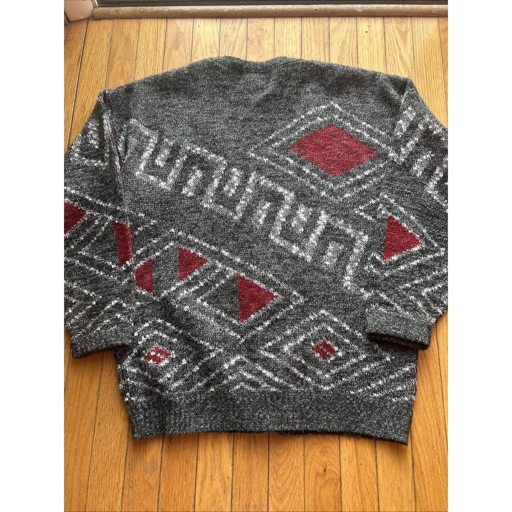 Vintage Le Tigre L Men's Oversized Textured Button Up V Grandpa Cardigan Sweater - Picture 6 of 6